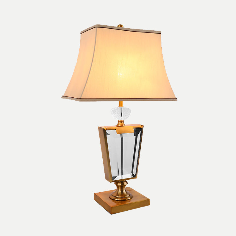 Gold Modernist Desk Lamp With Bell Fabric Shade - Perfect For Dining Room Or Small Tables