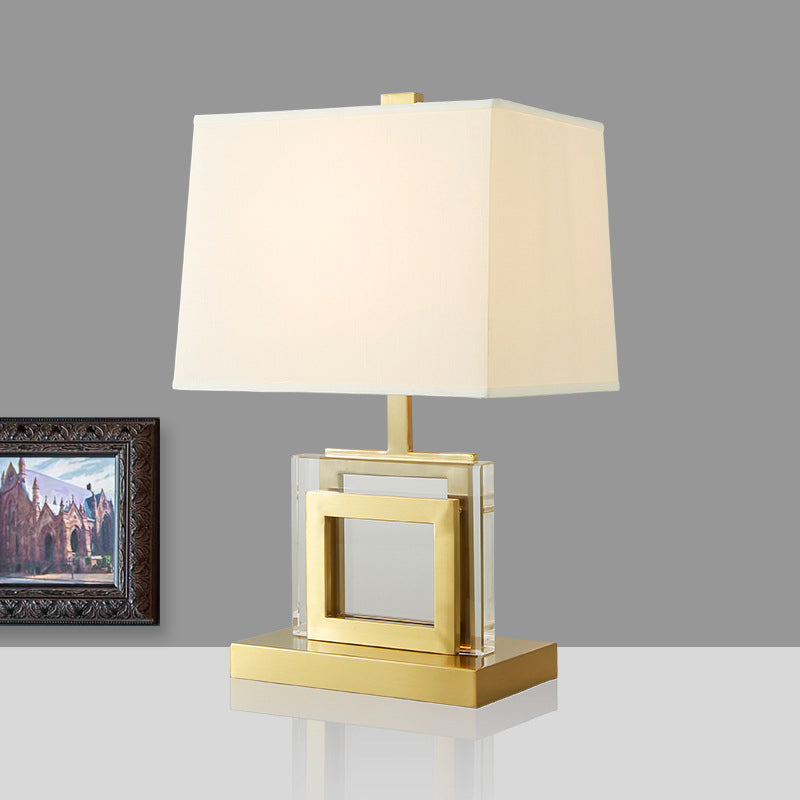 Modern Gold Fabric Pagoda Desk Lamp - Stylish 1-Bulb Night Table Light For Living Room