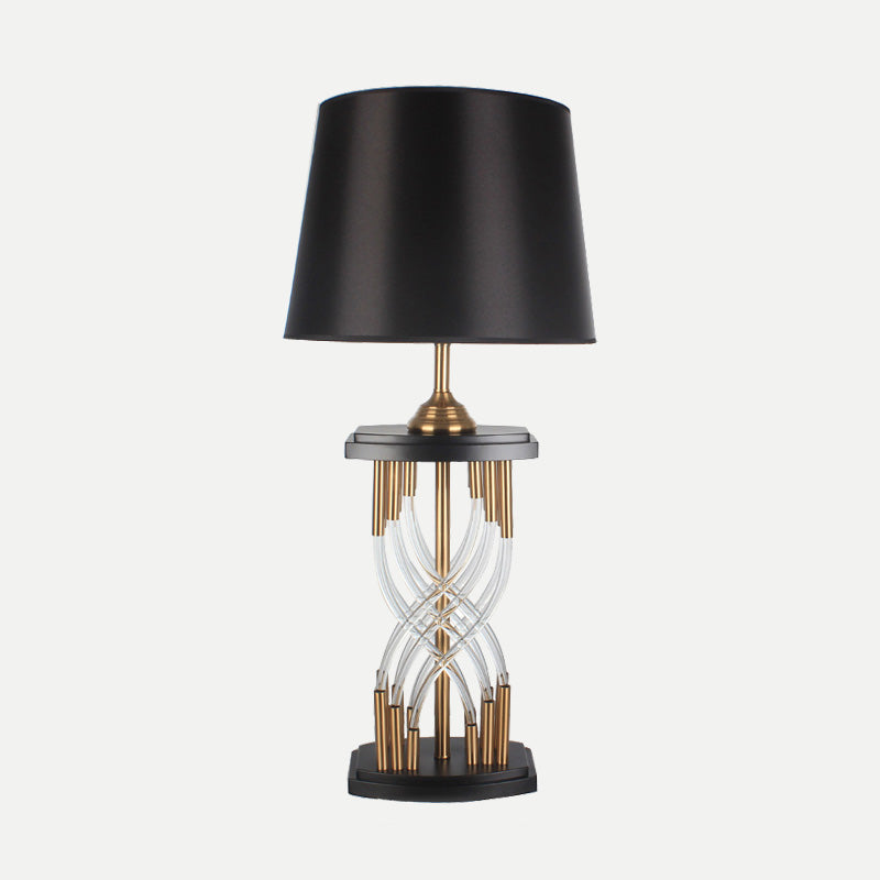 Modern Flare Crystal Table Lamp With Gold Accent - Ideal For Study And Reading