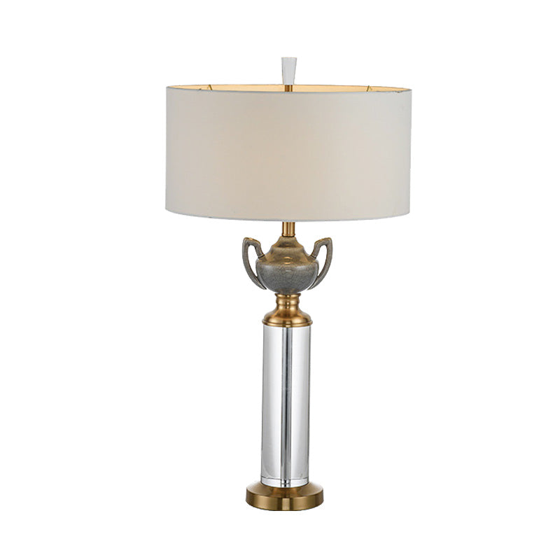 Modern Gold Hand-Cut Crystal Nightstand Lamp With Cylindrical Head For Reading