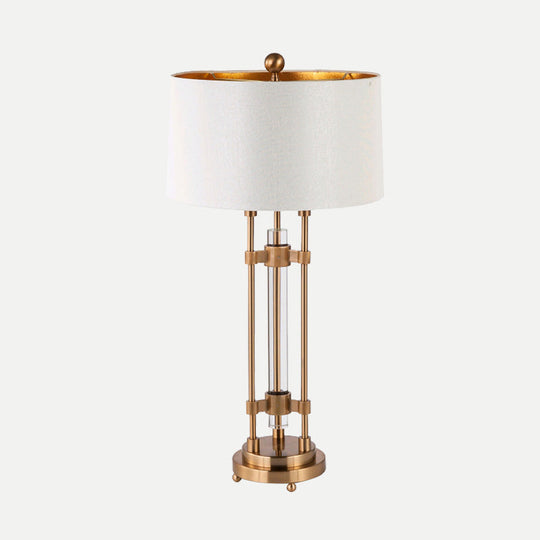Modern Gold Barrel Desk Lamp With Round Metallic Base