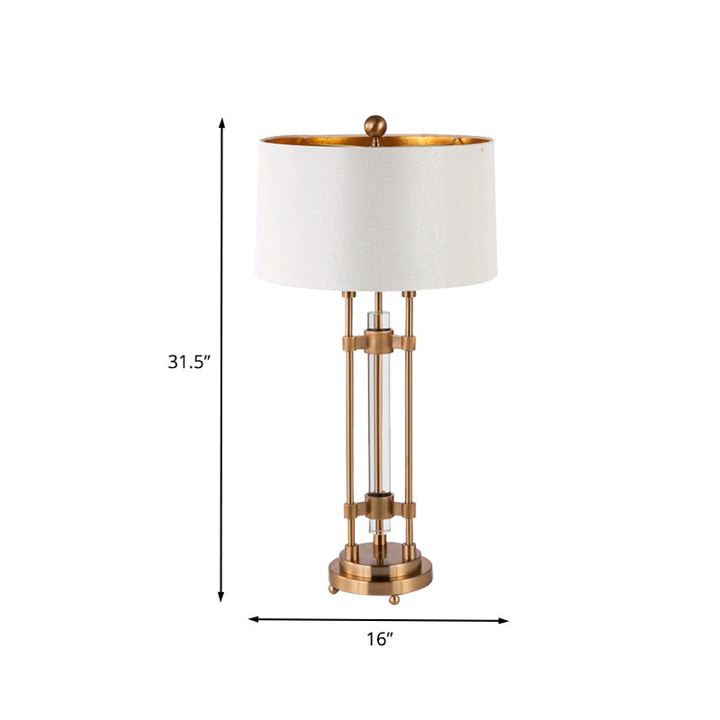 Modern Gold Barrel Desk Lamp With Round Metallic Base