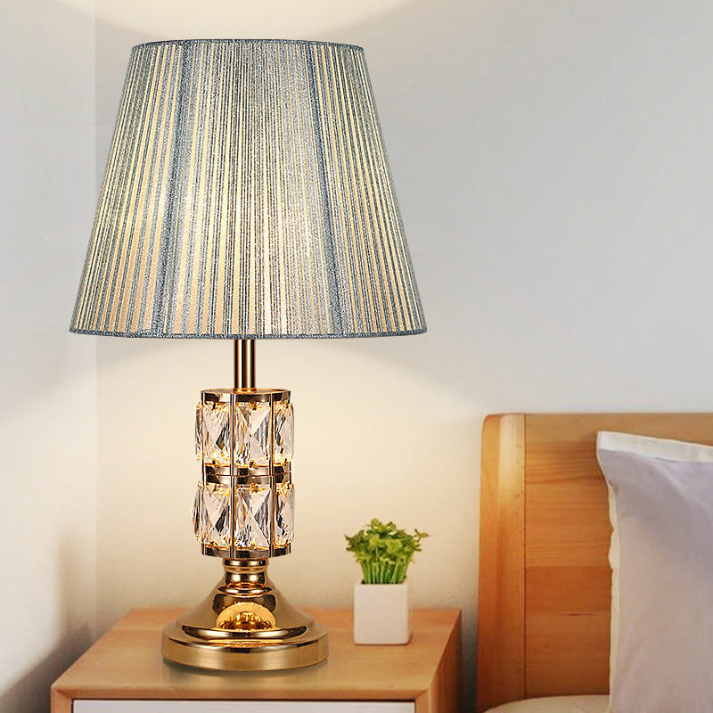 1 Bulb Modern Gold Table Lamp With Wide Flare Shade - Perfect For Dining Room Or Desk