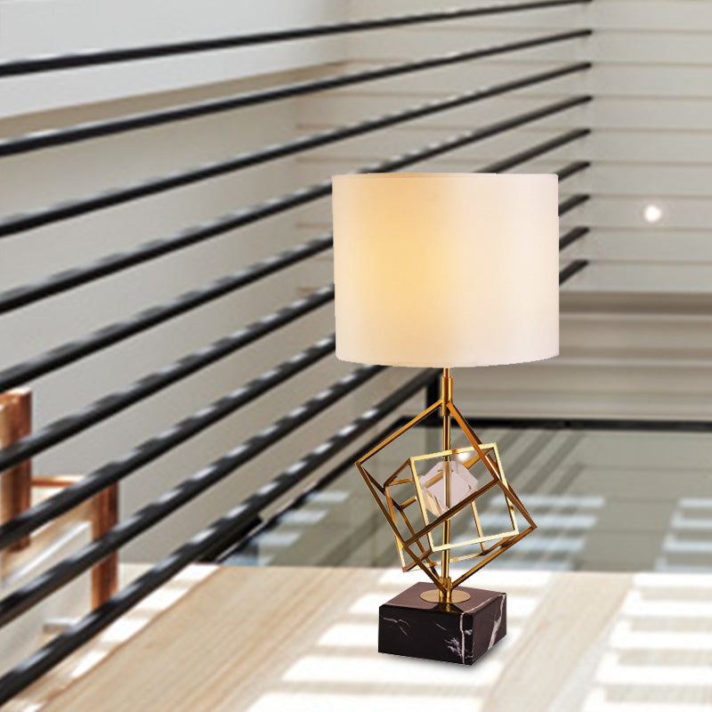Modern Gold Study Lamp - 1-Head Reading Book Light With Fabric Shade