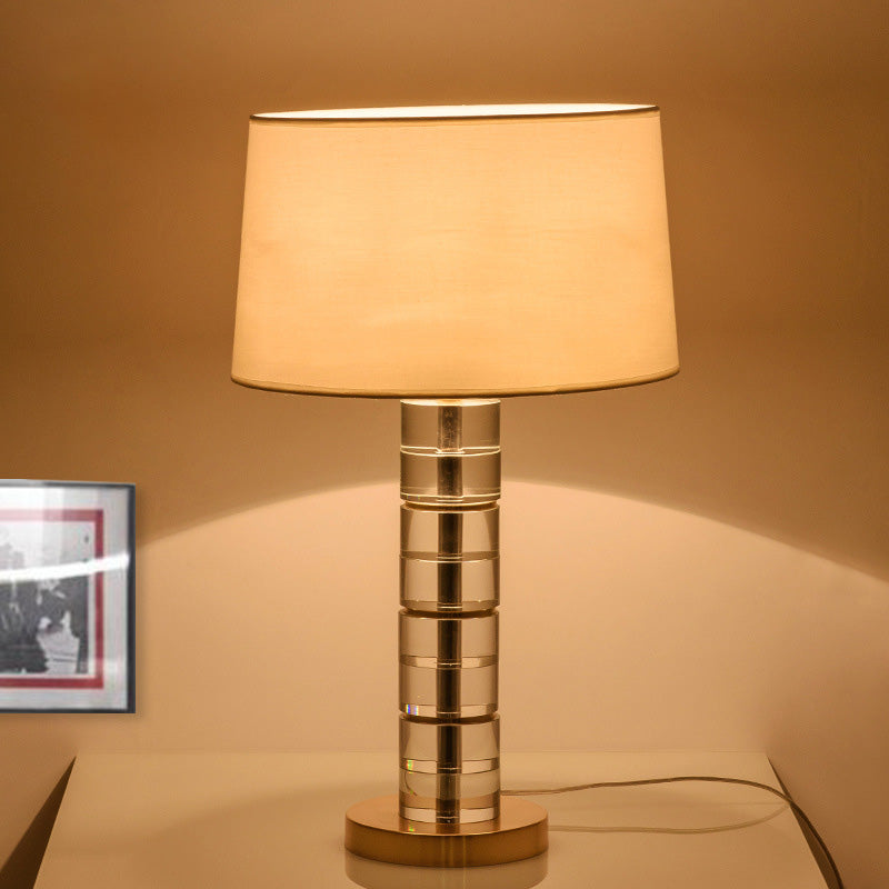 Modern Gold Drum Task Light With 1 Bulb: A Stylish Reading Lamp For Living Room