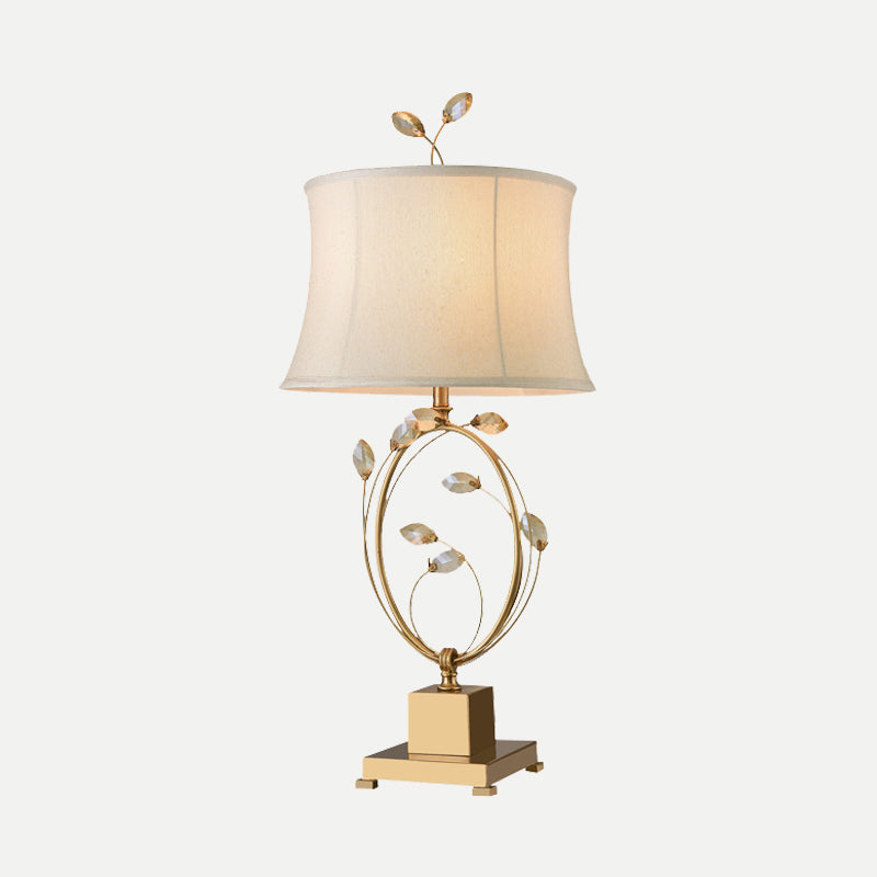 Modern Gold Table Lamp: 1 Head Dining Room Task Lighting With Flared Fabric Shade