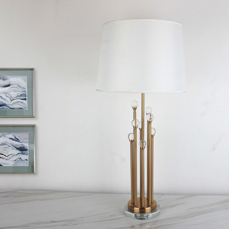 Modern Gold Tapered Drum Table Lamp For Bedroom - 1 Head Task Light