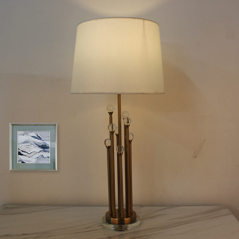 Modern Gold Tapered Drum Table Lamp For Bedroom - 1 Head Task Light