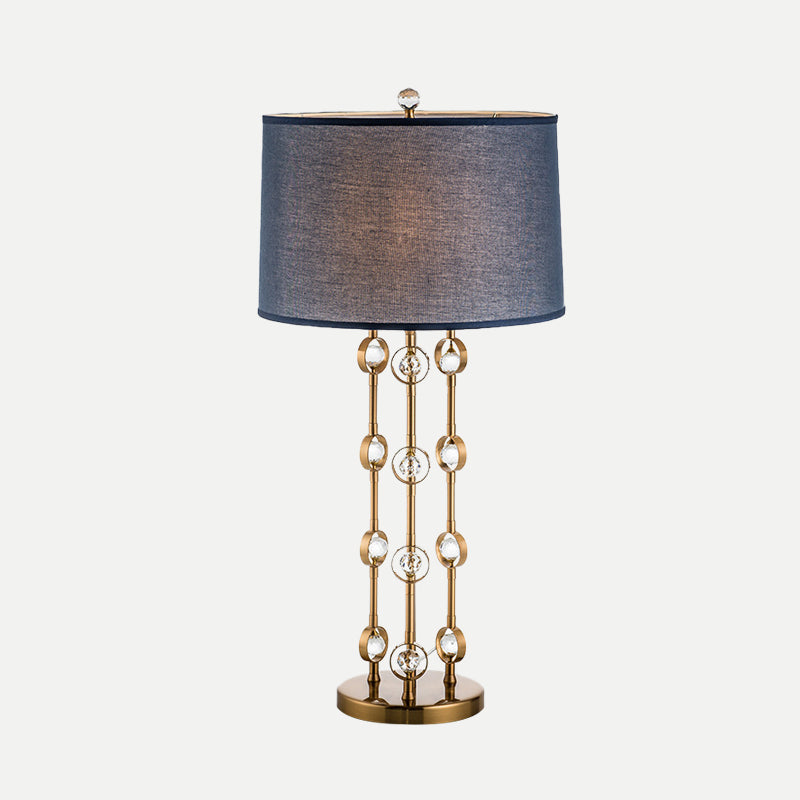 Modern Gold Task Light With Crystal Ball: Barrel Shade Reading Lamp