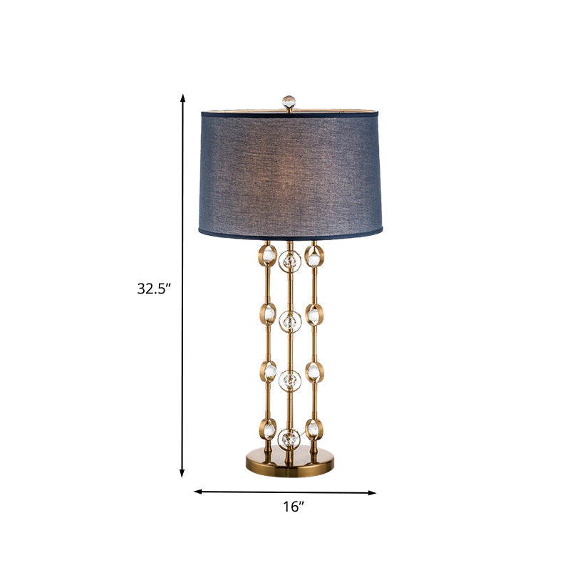 Modern Gold Task Light With Crystal Ball: Barrel Shade Reading Lamp