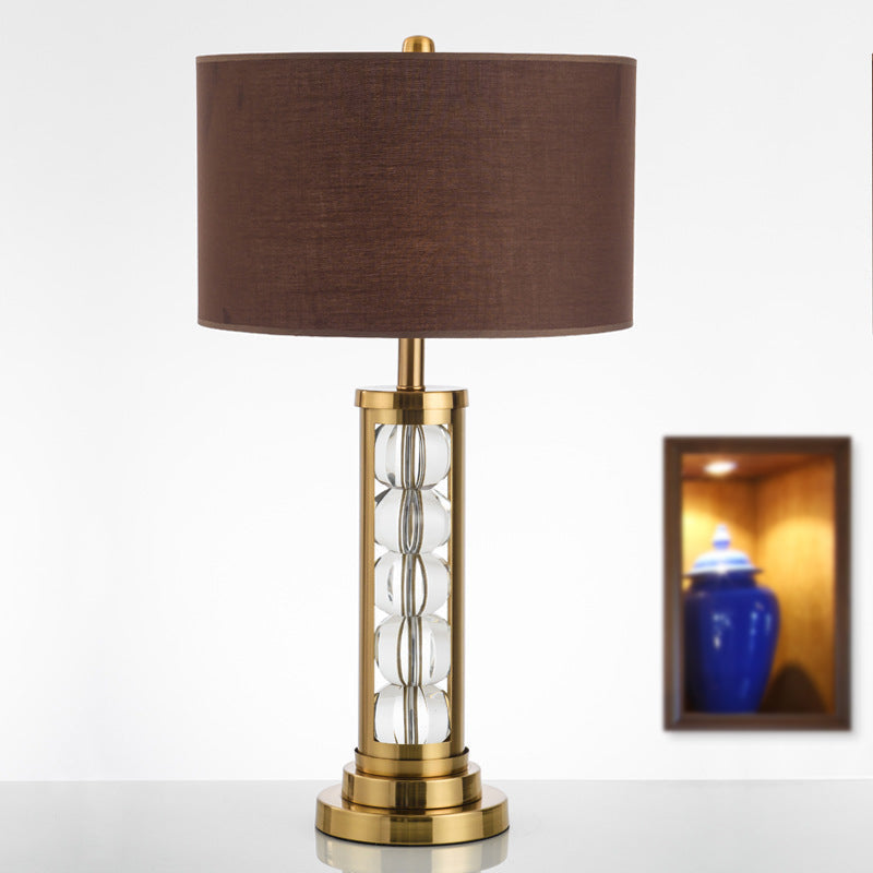 Modern Gold Small Desk Lamp With Cylinder Shade - 1 Head Study Task Lighting