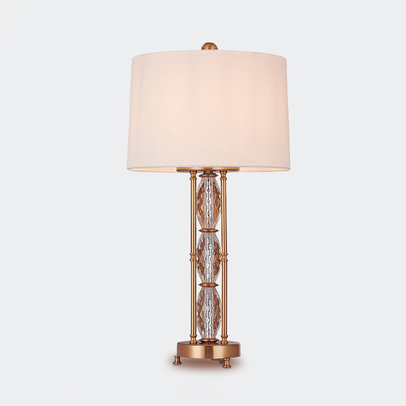 Contemporary Faceted Crystal Desk Lamp: Oblong Shape 1 Head Gold Finish