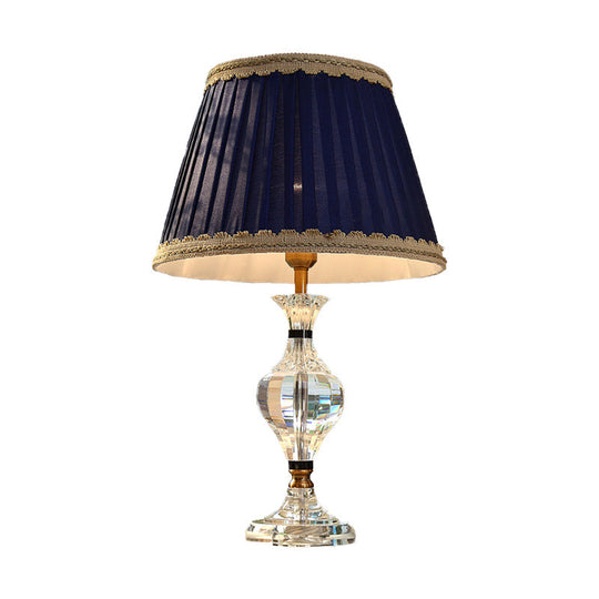 Modern Crystal Nightstand Lamp - Blue Jar Shape 1 Head Reading Light