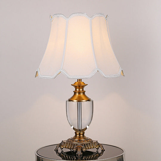 Modern Bell Shade Desk Lamp With Fabric White Color - Perfect For Dining Room