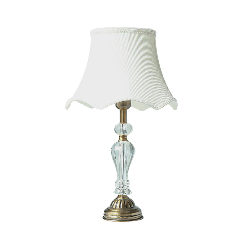 Modernist Gold Table Lamp With Crystal Base - Bedroom Nightstand Lighting