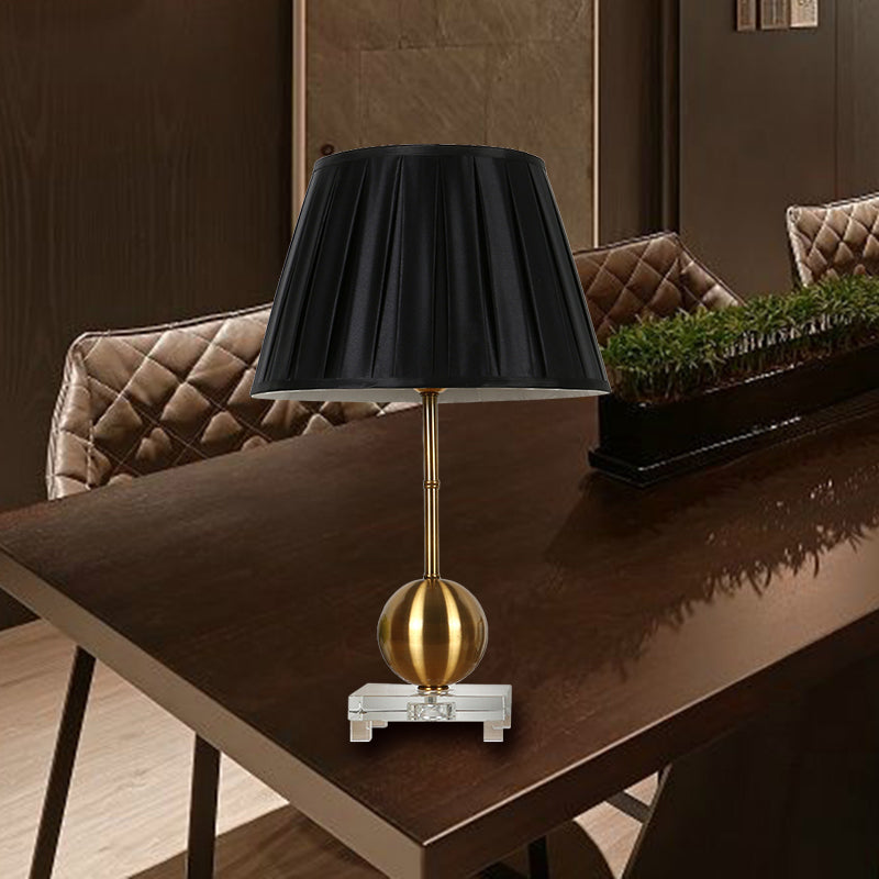 Modern Crystal Table Lamp With Gold Nightstand Base And Square Pedestal