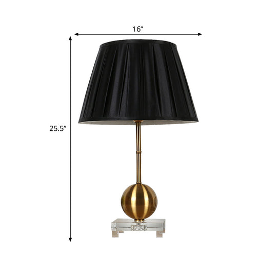 Modern Crystal Table Lamp With Gold Nightstand Base And Square Pedestal