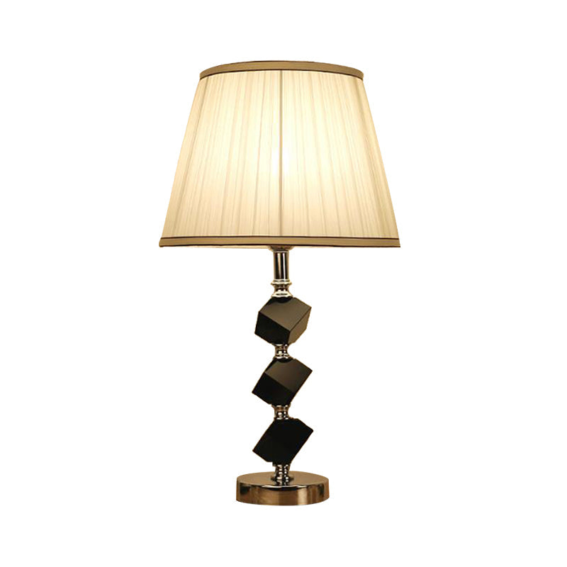 Modernist White Crystal Block Table Lamp With Conical Design - Perfect For Living Room Lighting