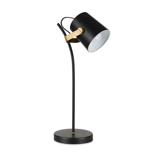 Modern Black Barrel Desk Lamp With Metal Shade