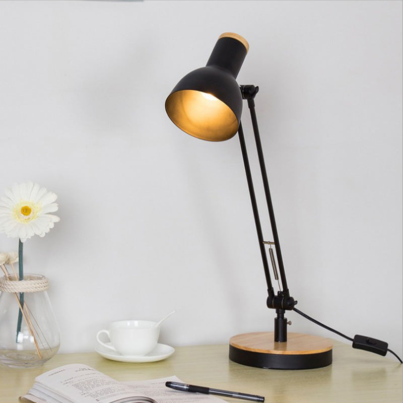 Modernist Metal Desk Light With Rotating Node - Black/White Night Table Lamp Black