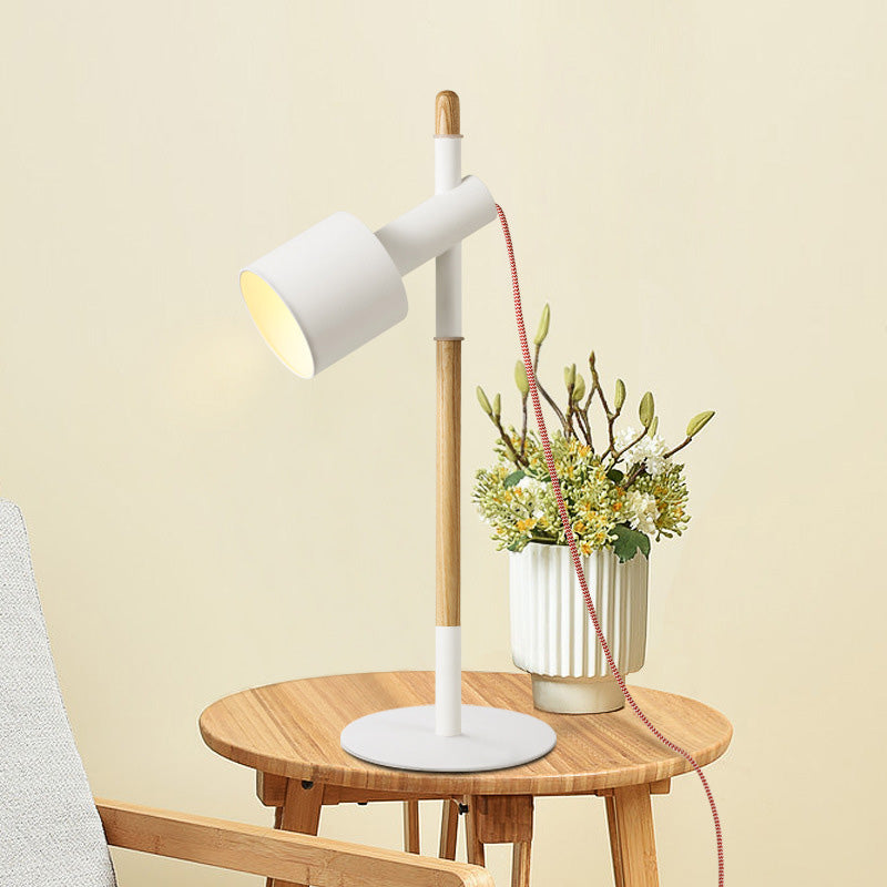 Modern 1-Head White Nightstand Lamp With Reading Book Light