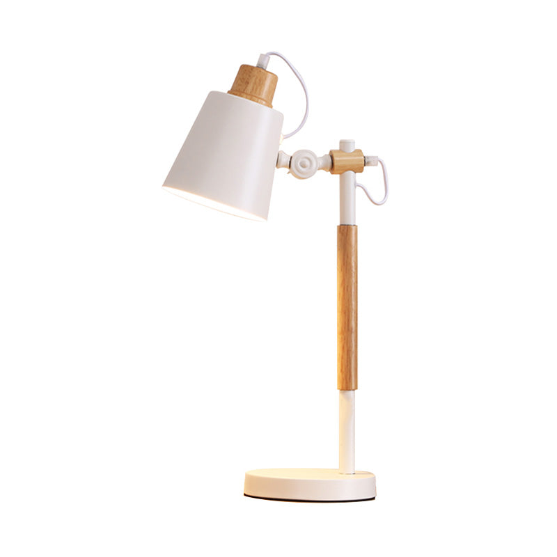 Modernist White/Black Small Desk Lamp With Metal Shade - 1 Head Study Task Lighting