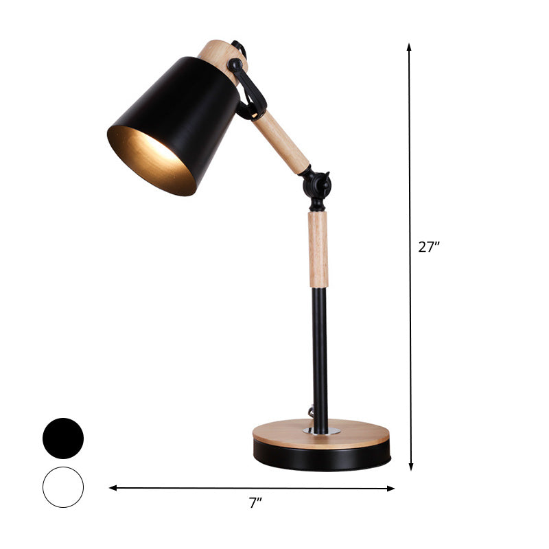 Contemporary Metal Bell Desk Light - 1 Bulb Black/White Night Table Lamp
