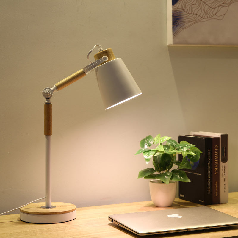 Contemporary Metal Bell Desk Light - 1 Bulb Black/White Night Table Lamp