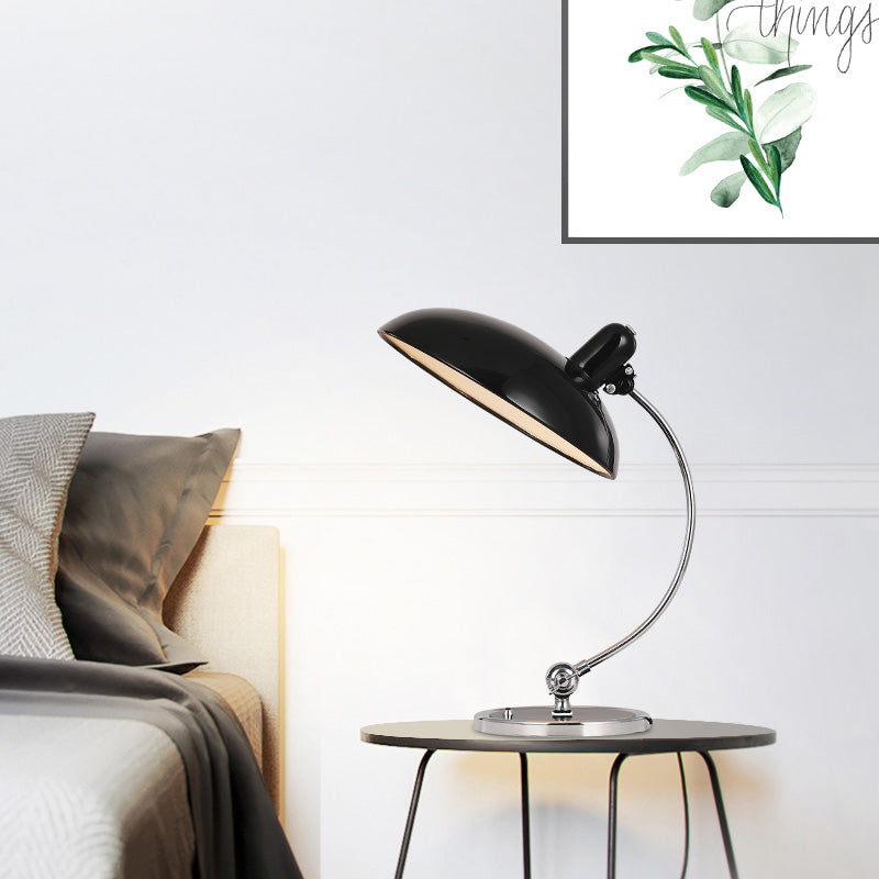 Modern Black Small Desk Lamp With Flat Metal Shade - 1 Head Dining Room Task Light