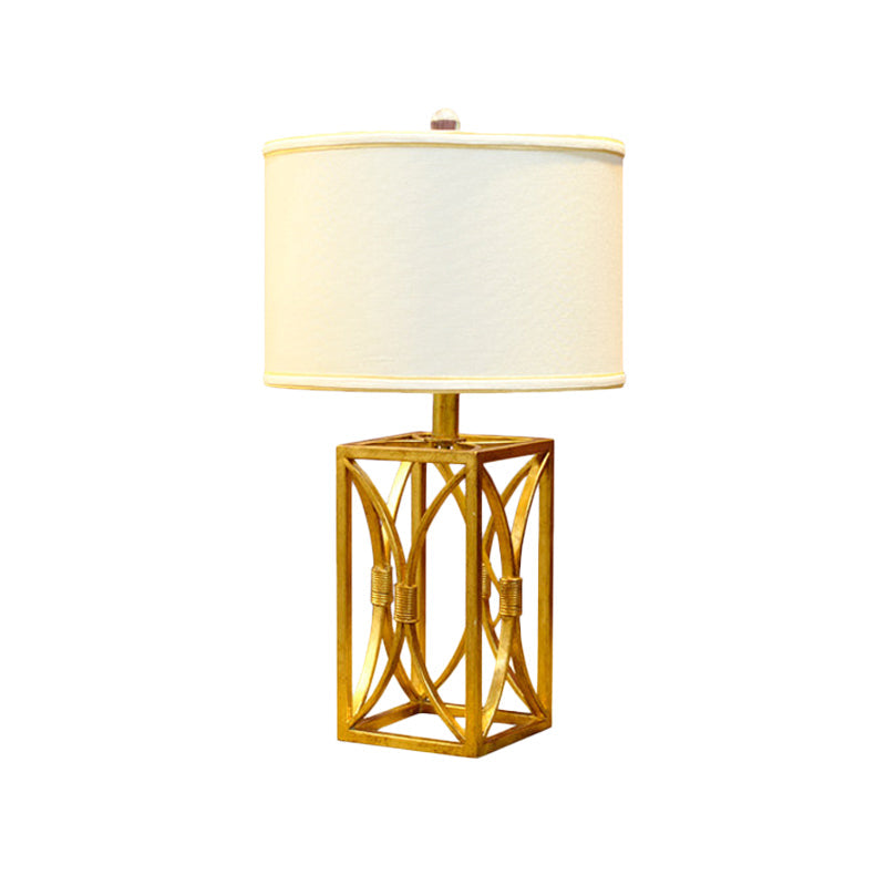 Modern Metal Cylinder Nightstand Light In Gold For Living Room
