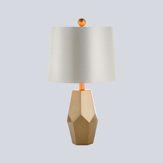 White Geometric Base Metal Table Light: Luxury Empire Shade Night Lighting For Living Room