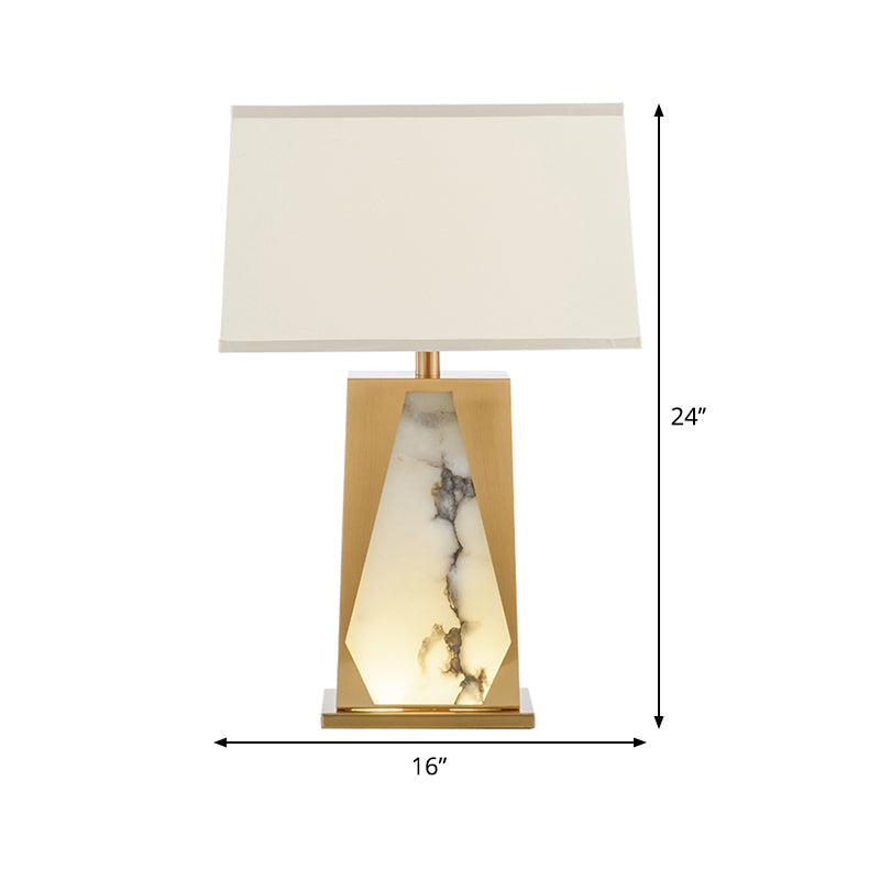 Post-Modern Gold Trapezoid Night Table Lamp For Bedroom - 1-Head Fabric Nightstand Light