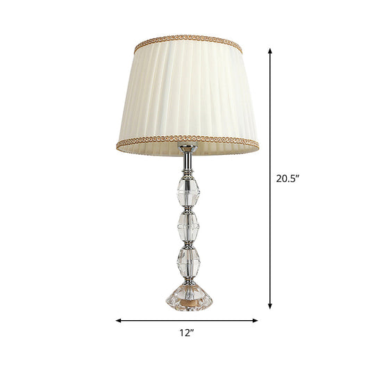 Modern Crystal Nightstand Light For Living Room - White Barrel Table Lamp
