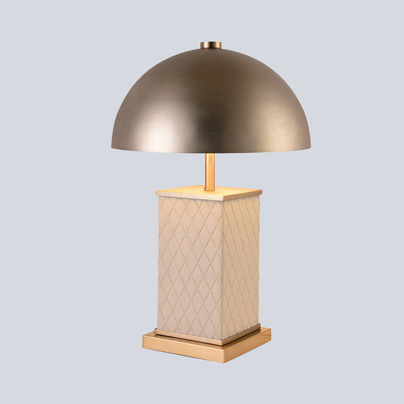 Modern Metal Nightstand Light With Dual Heads - Gold Dome Table Lamp For Living Room