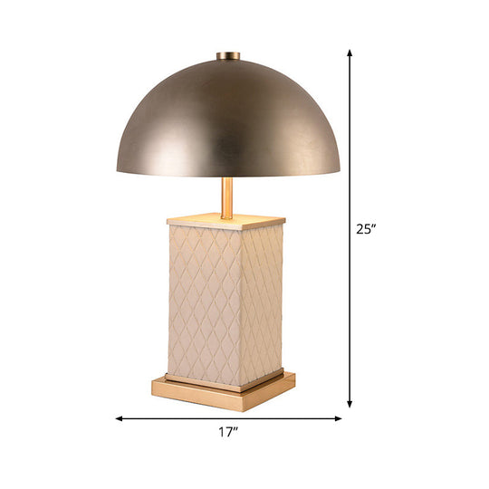 Modern Metal Nightstand Light With Dual Heads - Gold Dome Table Lamp For Living Room