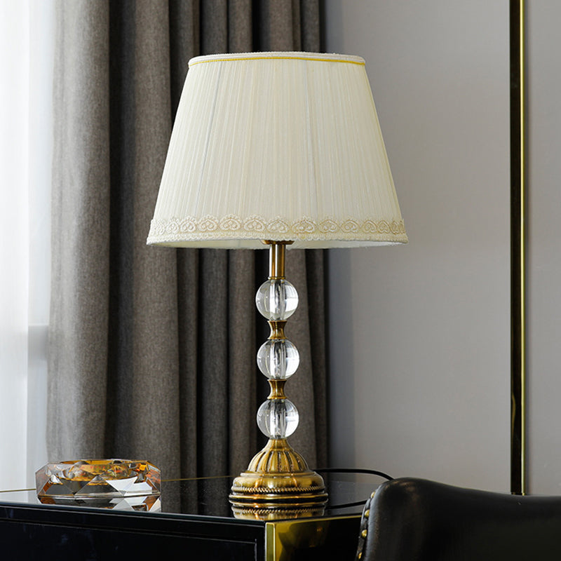 Modernist Crystal Ball 1-Head White Nightstand Lamp - Elegant Living Room Lighting