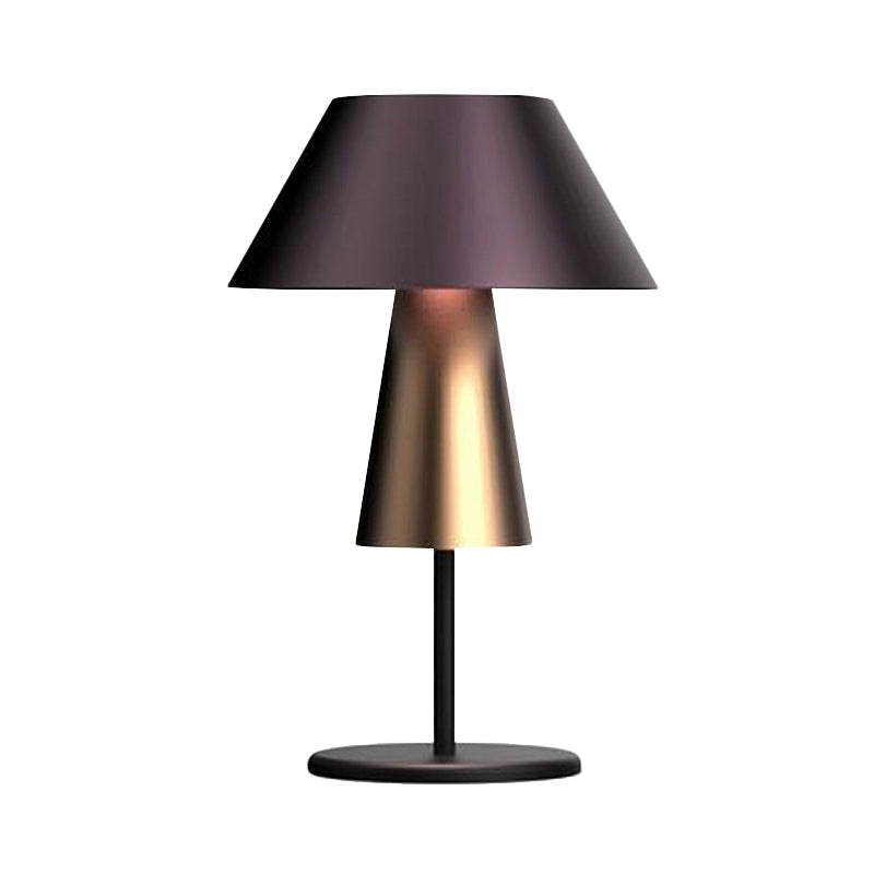 Modern Tapered Nightstand Lamp - Metal 1-Light Black Perfect For Living Room Night Table