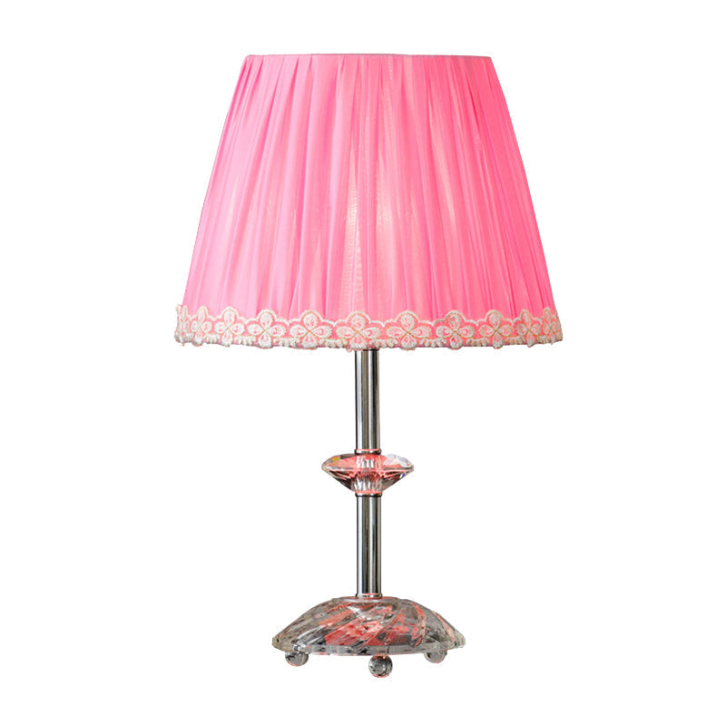 Empire Shade Crystal Nightstand Lamp - Simplicity Pink 1-Light Table Light For Living Room