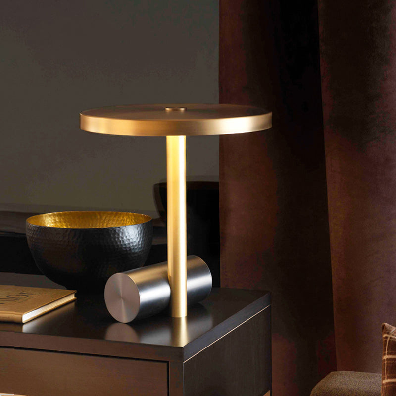 Modern Led Nightstand Lamp: Gold Table Lighting With Metal Shade For Study Room