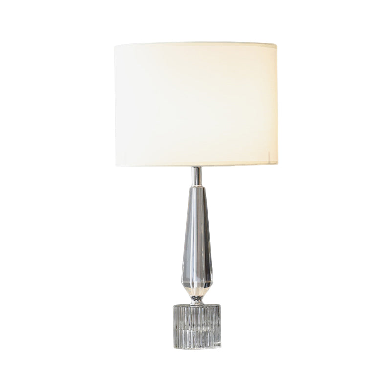Contemporary Clear K9 Crystal Drum Table Lamp - White Night Lighting For Living Room