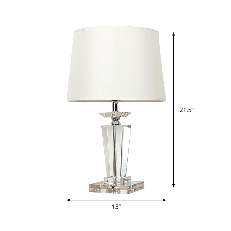 Modern White 1-Light Table Lamp With Beveled K9 Crystal For Living Room Night Lighting