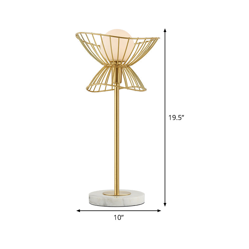 Modernist Gold Metal Nightstand Lamp For Study Room - Globe Table Light 1 Bulb