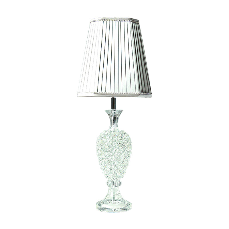 Modern Grey K9 Crystal Urn Night Light Table Lamp With Empire Shade