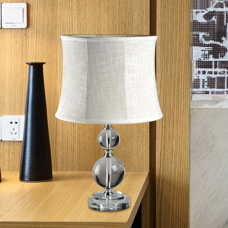 Grey Night Lamp With Crystal Ball Design And Fabric Drum Shade - Simplicity Lighting