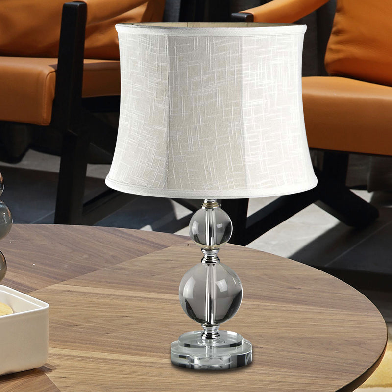 Grey Night Lamp With Crystal Ball Design And Fabric Drum Shade - Simplicity Lighting