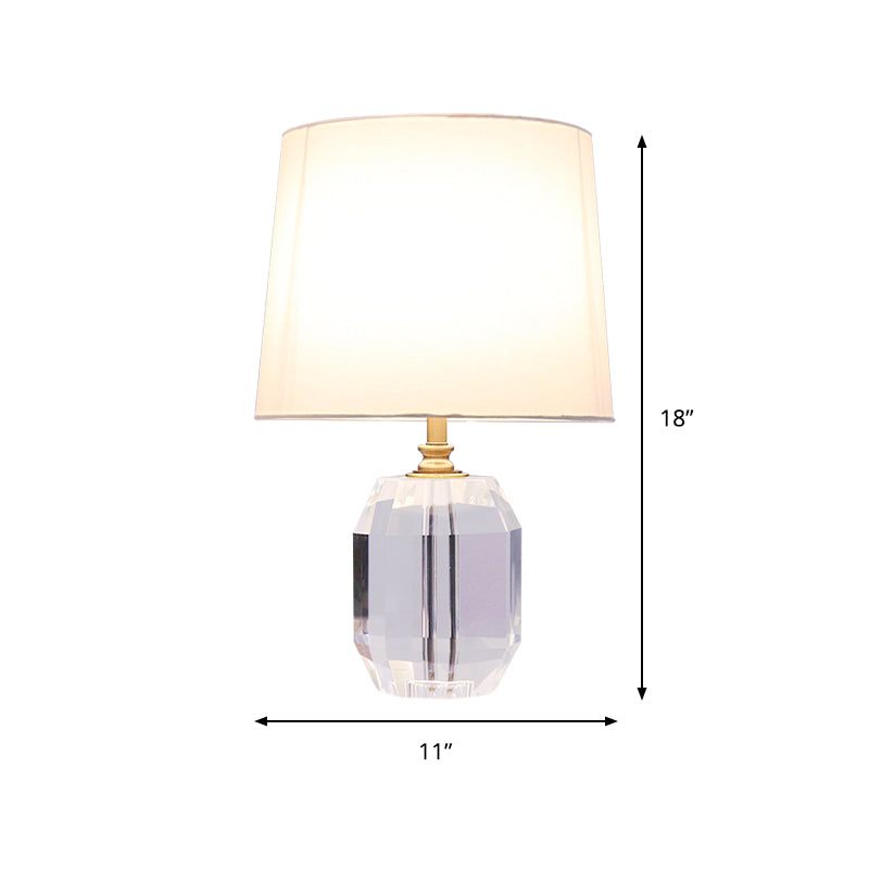 Minimalist Tapered Crystal Night Table Lamp White 18/21 Long