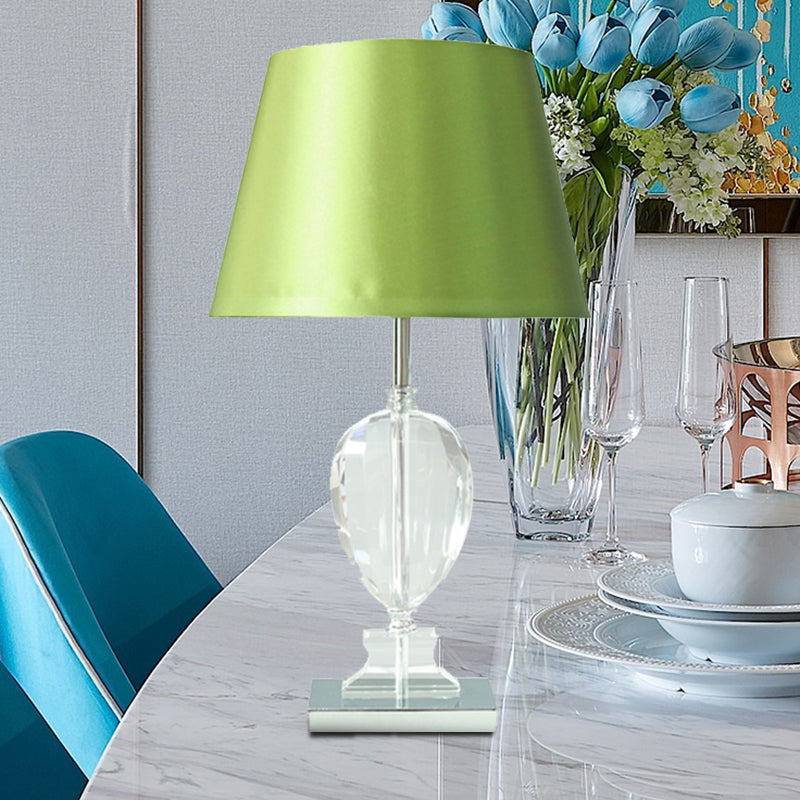 Modern Empire Shade Night Light: Beveled Crystal 1-Light Table Lamp In Green