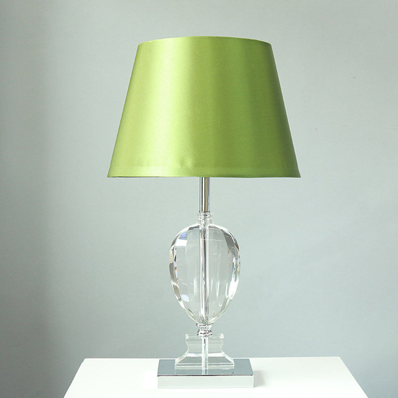 Modern Empire Shade Night Light: Beveled Crystal 1-Light Table Lamp In Green