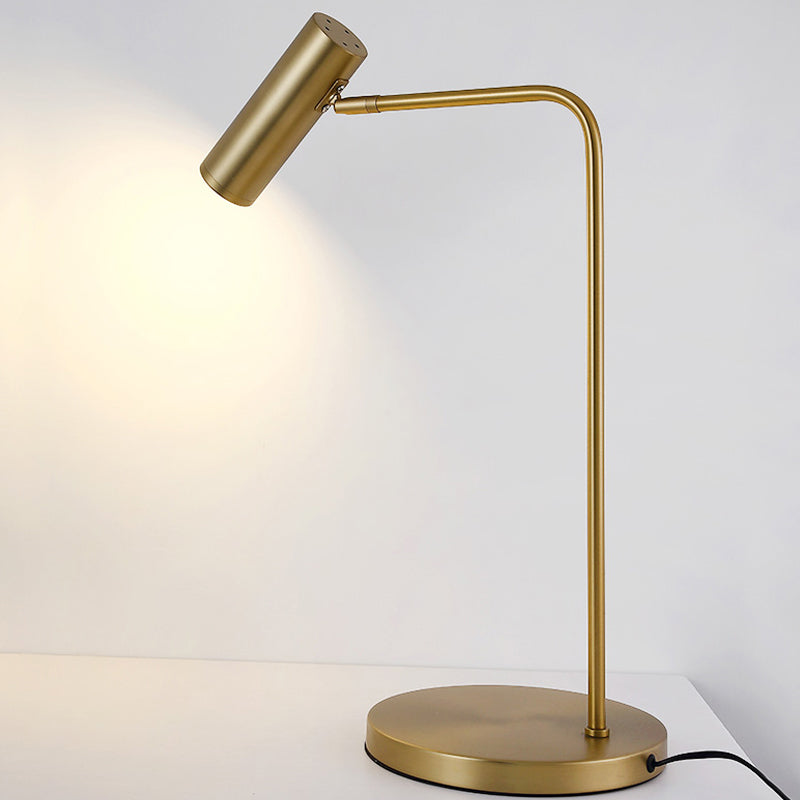 Metal Led Gold Tube Nightstand Lamp For Living Room: Simplistic Lighting Solution