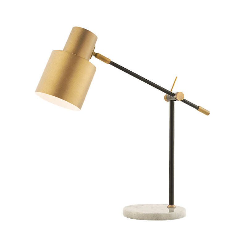 Post-Modern Brass Cylinder Nightstand Light For Study Room